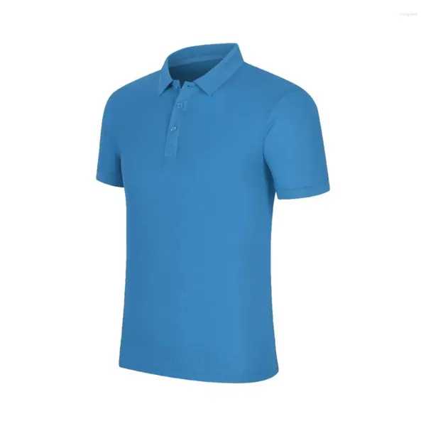 Camisetas masculinas camiseta de treino de verão com gola virada para baixo tecido de design fino para camisa de negócios