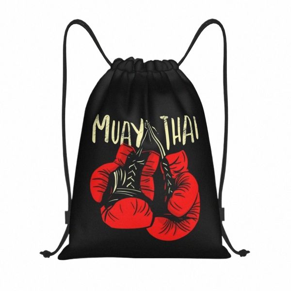Muay Thai Guanti con coulisse Zaino Donna Uomo Sport Gym Sackpack Portatile Thailandia Boxing Fighter Training Bag Sacco u3Jz #