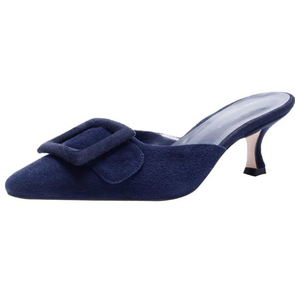 LOVIRS/женские туфли-лодочки на каблуке-рюмке с открытой пяткой, туфли-лодочки с острым носком и пряжкой, женские сандалии без шнуровки, женские тапочки, модельные туфли, размер 5–15 240318