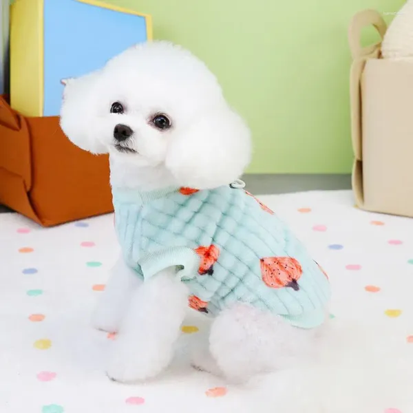 Gilet per abbigliamento per cani Modello a fragola Pullover per animali domestici Felpa per gatti alla moda Cappotto caldo per cani di piccola e media taglia Simpatico clima funzionale