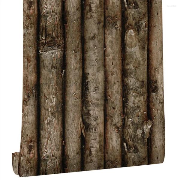 Sfondi Carta da parati con venature del legno rustico Carta da parati Rami di un albero Tronco Divano Comodino Tv Sfondo Moderno Semplice Foresta nordica 3D