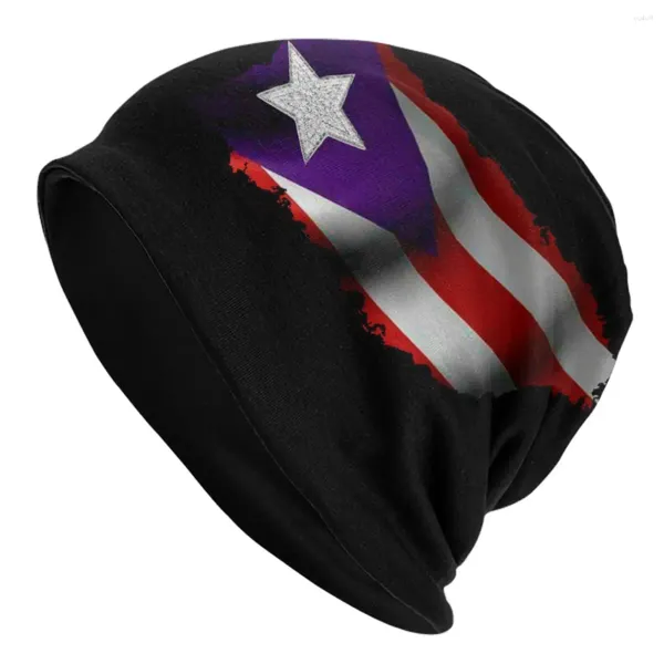 Beralar Porto Riko Bayrak Bonnet Şapka Örgü Şapkaları Sonbahar Kış Dış Mekan Kafa Beanies Erkek Kadınlar Sıcak Termal Elastik Kapaklar
