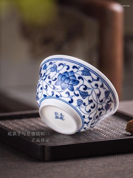 Conjuntos de chá mão desenhada xícara de chá azul e branco porcelana grande mestre único fio garrafa de pressão pessoal dedicado