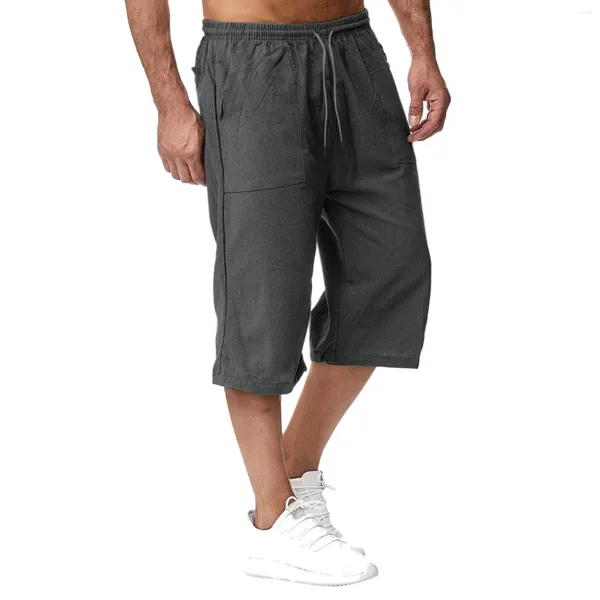 Pantaloni da uomo Pantaloncini casuali estivi 2024 Pantaloni sportivi di moda da jogging misto cotone elastico in vita tasca allentata con coulisse