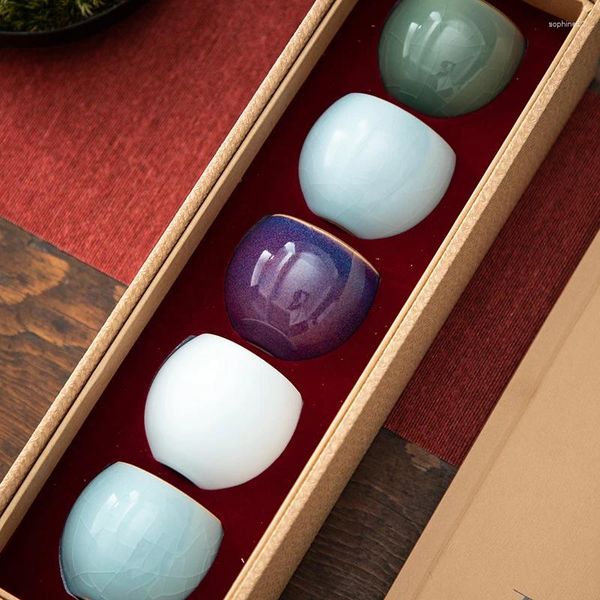 Conjuntos de chá Cinco Famosos Xícaras de Chá Amostra Anfitrião Cerâmica Pessoal Único Chinês Nutritivo Open Piece Bowl Gift Set