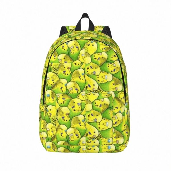 Verde Amarelo Budgies Mochila Mulheres Periquito Leve Mochilas Presente de Natal Modern School Bags Cam Mochila Colorida H55M #