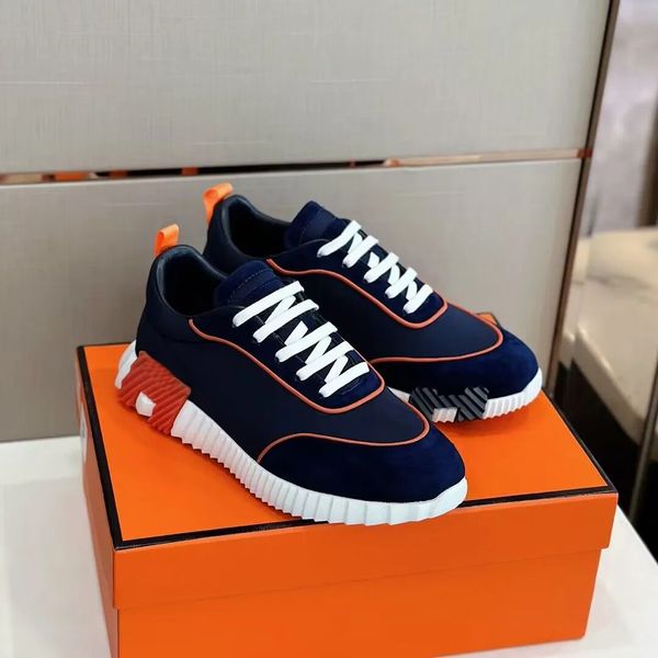 Luxury Italia Design uomini che rimbalzano scarpe da sneaker casual nappa in pelle tecnica in pelle scamosciata in pelle scamosciata capre ghiottoneria bassa ginnastica