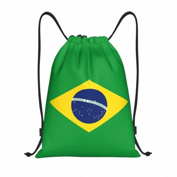 Brasilien Flagge Kordelzug Taschen Männer Frauen Faltbare Sport Gym Sackpack Shop Rucksäcke G8Ud #