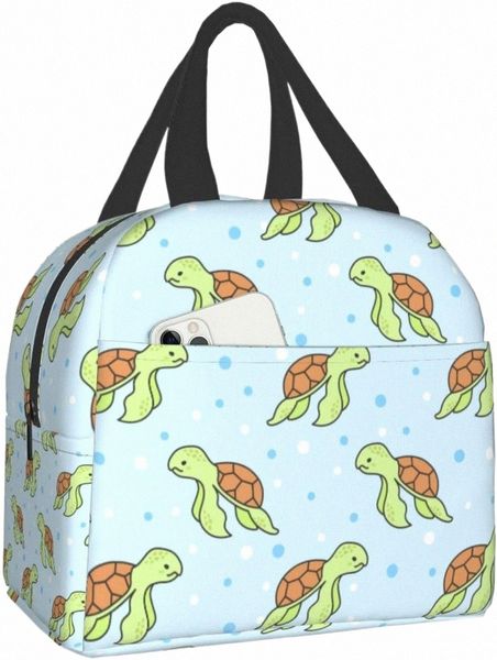 Cute Turtle Thermal Lunch Bag Travel Picnic Bento Cooler Reutilizável Tote Trabalho Isolado Ctainer Bags para Mulheres Homens Meninos Meninas e9qP #