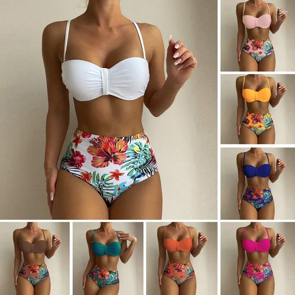 Damen-Bademode für Damen, stilvoll und sexy, zweiteiliges Bikini-Set für den Urlaub, Badeanzug, weißer Push-Up-Bikini