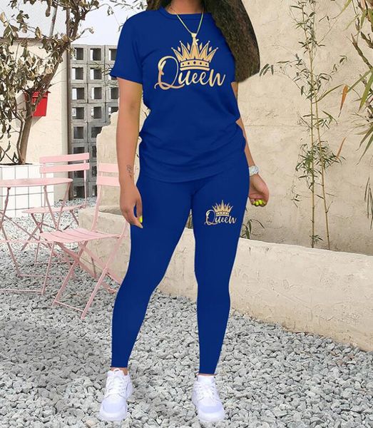 Designer Womens Tracksuits Esportes Calças de Duas Peças Set Mulher 2 Peças Crown Padrão Matching Define Festa Noite Roupas de Aniversário Festival Roupas de Marca