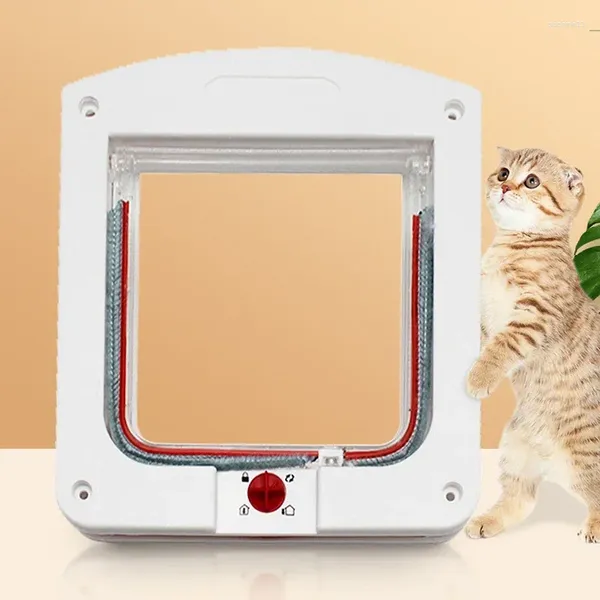 Porta de aba para cães e gatos, porta com trava de segurança de 4 vias para gatinhos, plástico ABS, pequeno kit de portão para animais de estimação, portas para cachorros