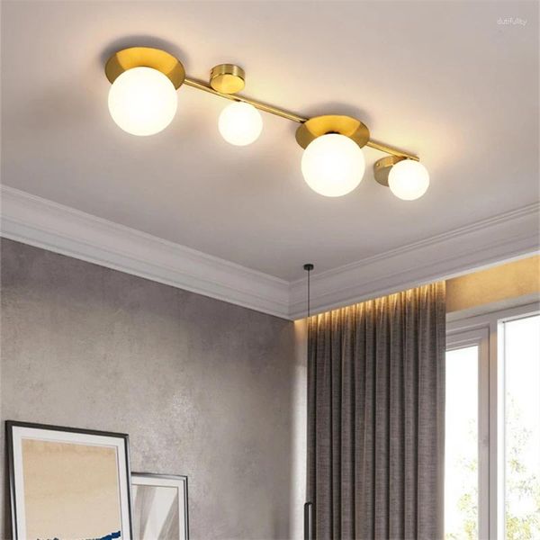 Plafoniere Lampada a LED minimalista in stile nordico Art Linea dorata Camera da letto Cucina aperta Balcone Corridoio Decor Apparecchio di illuminazione