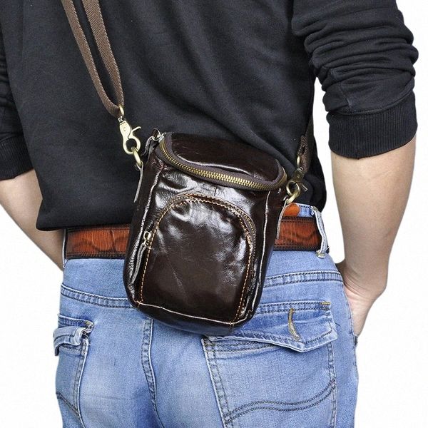 Pelle di qualità da uomo Design Casual Piccola borsa a tracolla Menger Fi Hook Fanny Marsupio Phe Pouch Uomo 1167-c W5uj #