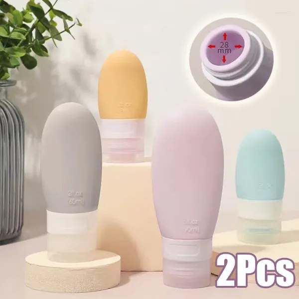 Garrafas de armazenamento 1 pçs silicone macio vazio shampoo emulsão recipiente 90ml 60ml 38ml garrafa dividida portátil acessórios de viagem atacado