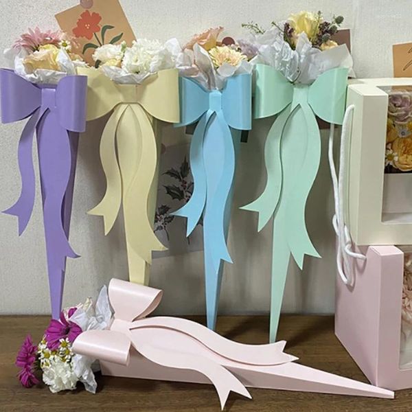 Envoltório de presentes 1 Pcs Bowknot Caixa de Embalagem Florista Embrulhando Papel Portátil Bow Bouquet Bag Christma Casamento Festa de Aniversário Suprimentos