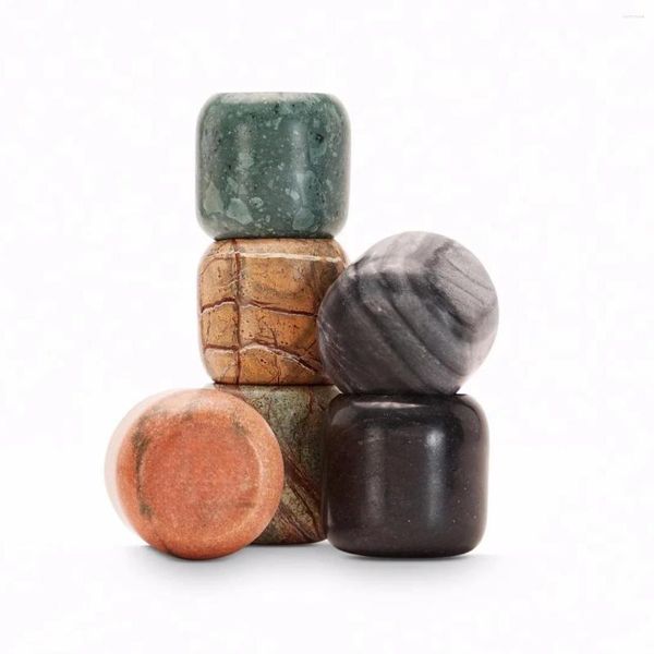Castiçais de pedra de mármore natural velas perfumadas frascos suporte de copo vazio recipiente de molde de castiçal