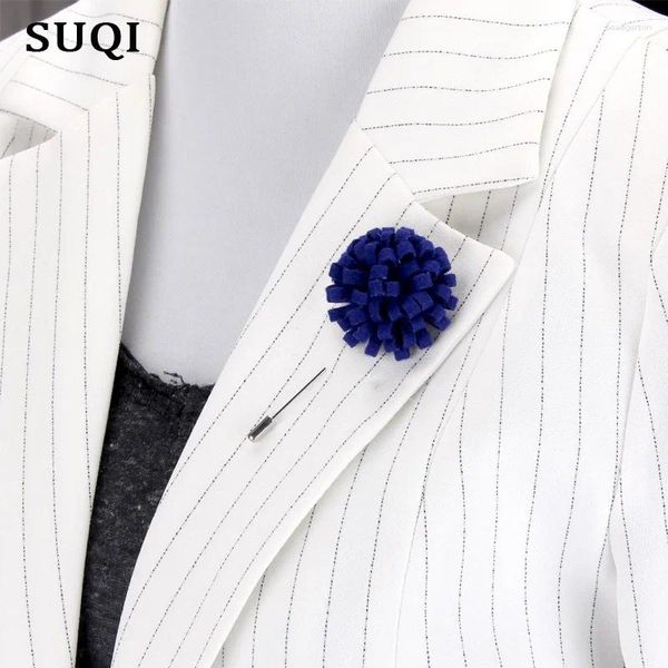 Spille suqi Elegante tessuto in lana fatto a mano Rosa Chrysanthemum per uomini e donne Fashion Vintage Blue Blue Pins Accessori