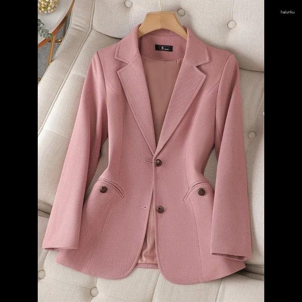 Frauen Anzüge Frauen Mode rosa Kaffee grau formelle Blazer -Büro Damen Frauen Langarm Single Breauzed Business Work Wear Jacke Mantel