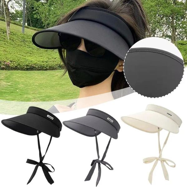 Chapéus largos da borda Mulheres Summer Sun Hat Big Caprot Caprot Protection UV UV Garota dobrável Visores de protetor solar Caps coreanos U0E7