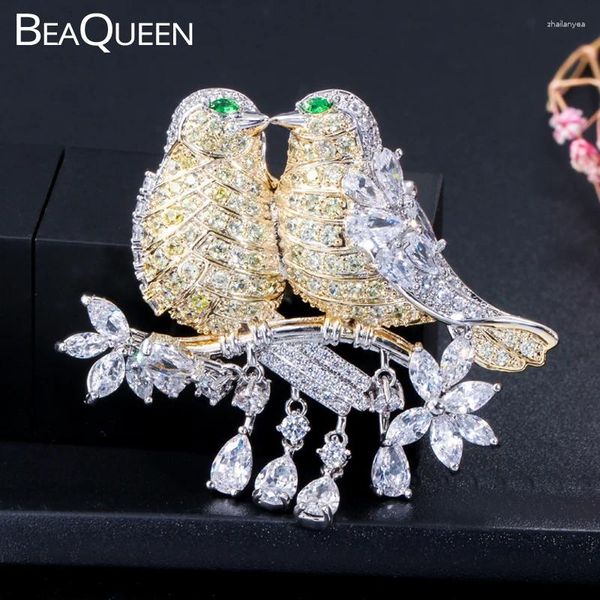 Spille beaqueen lucido zirconia cubica goccia di pietra grandi grandi per spilli da uccelli e moda graziosi gioielli per animali per donne bh001