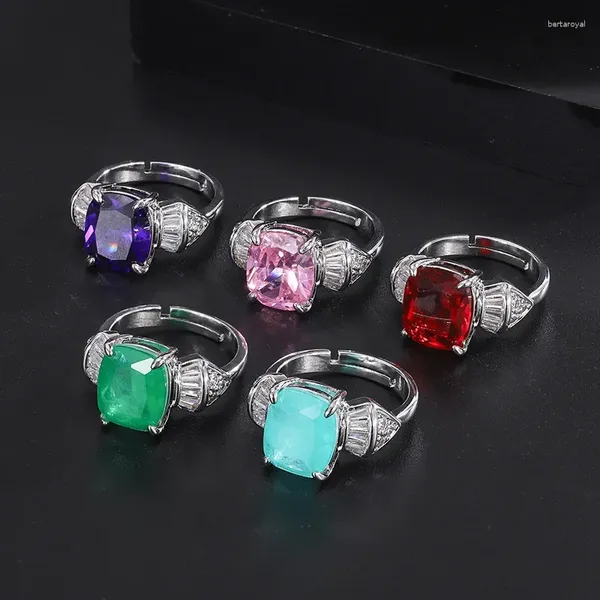 Rings de cluster encantos para o Emerald Gemstone Aberto 2024 Trend Vintage Pink Jewelry for Women Wedding Anniversary Friend Gift