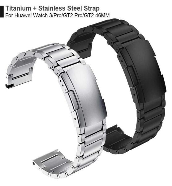 Cinta de fecho de aço de titânio para huawei relógio 3 banda gt 2 pro gt2 watchband para honra magicwatch2 46mm gs pro bacelet pulseira h4427131