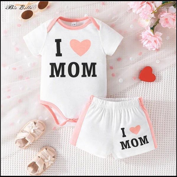 Kleidung Sets Girl Baby Kleidung Set Sommer Kurzarm Bodysuit Hosen Ich liebe Mutter Geburtstag Erste Taufe geboren 2024 Outfits