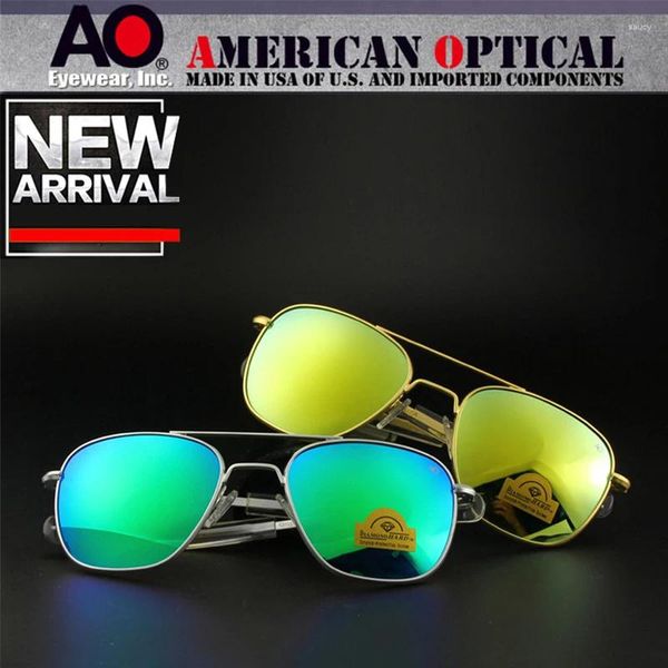 Óculos de sol piloto AO Men Top Quality Sol Glasses para lentes de vidro óptico militar do exército americano