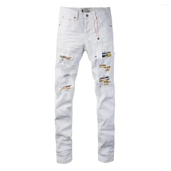 Calça feminina de calça roxa roca jeans jeans de melhor qualidade rua white patch burro