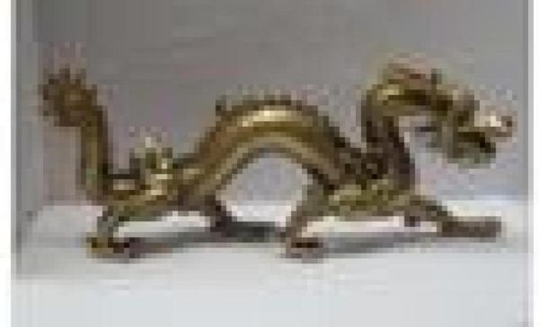 Copper Brass requintada em casa longa 11 polegada artesanato de metal decoração em casa chinês esculpida escultura de dragão de dragão esculpido4111483
