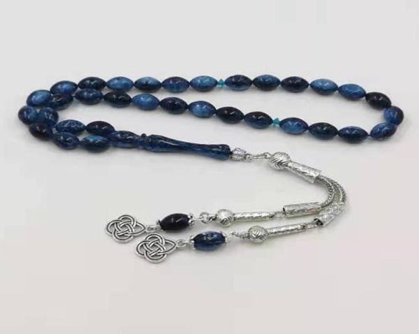 Resina blu Tasbih Bracciale 33 Prayerbeads Napone metallica islamica Fashi