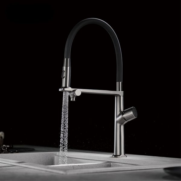 Pistola di lusso Grigio Grey Brass Cucina Doudo 1 foro Doppio controllo freddo e Caldo Dual Control con acqua filtrata Due Funzione Lavello Tap