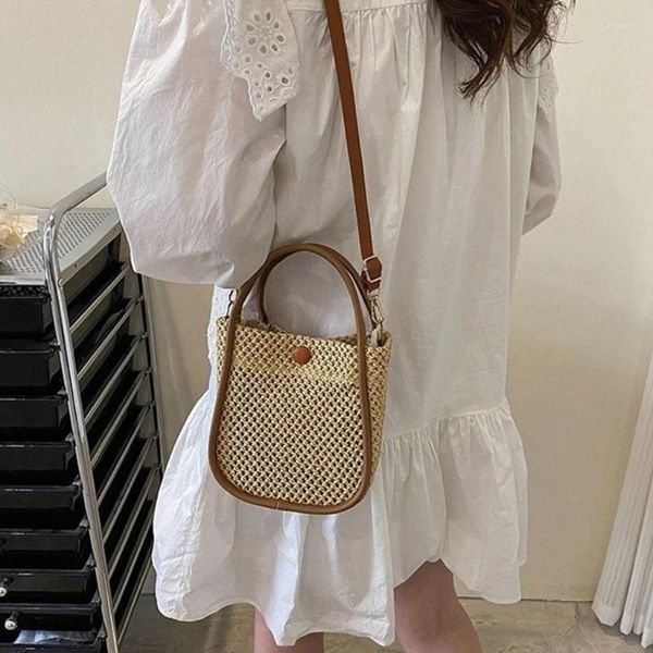 Borse a tracolla Donne Borsa secchio portatile vintage con INS Straw Summer Crossbody Mini Telefono Trucco di rossetto