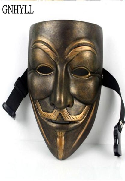 Vendetta Maske için Gnhyll V Anonim Film Guy Fawkes Cadılar Bayramı Masquerade Party Face Mart Protesto Kostümü Aksesuar6763311