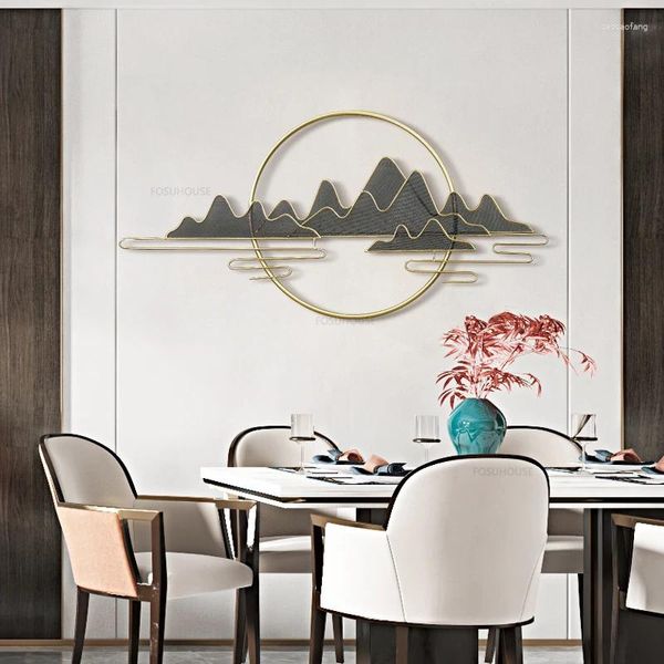 Dekorative Figuren chinesische leichte Luxus hängende Dekorationen Metall Wohnzimmer Sofa Hintergrund Wand Schlafzimmer Nachtlampe Home Decor Dekoration