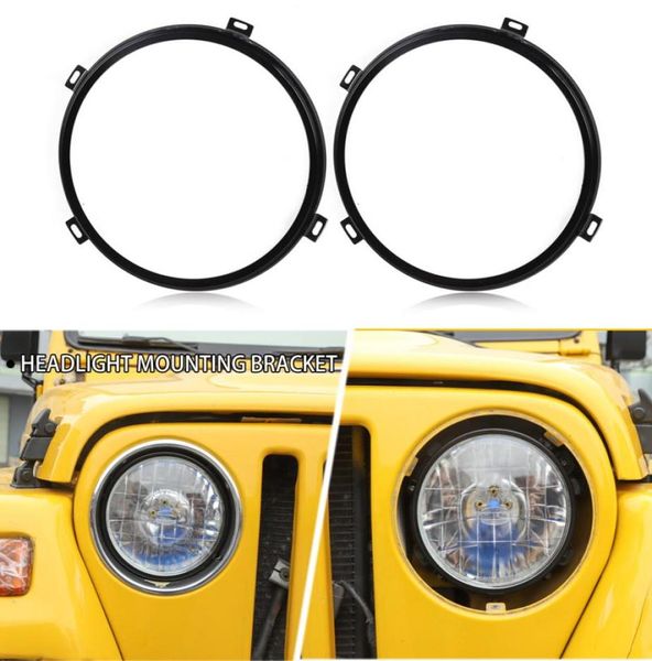 Yuvarlak Far Çerçevesi Far Montaj Braket Yüzük Jeep Wrangler TJ 9706 Demir 2 PC Dış Aksesuarlar9543562