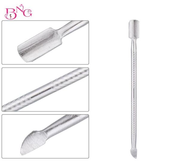 BNG 10pcs Silber Netzer Remover Dualed Push Nagel Nagelhautschubkürzel Maniküre Nagelpflegewerkzeug Edelstahl Nagelriem Pusher8323017