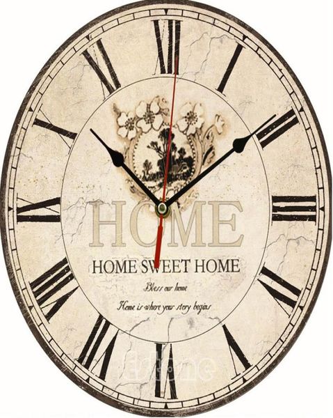 Große Vintage Blume Holz Wanduhr Küche Antique Shabby Chic Retro4735959