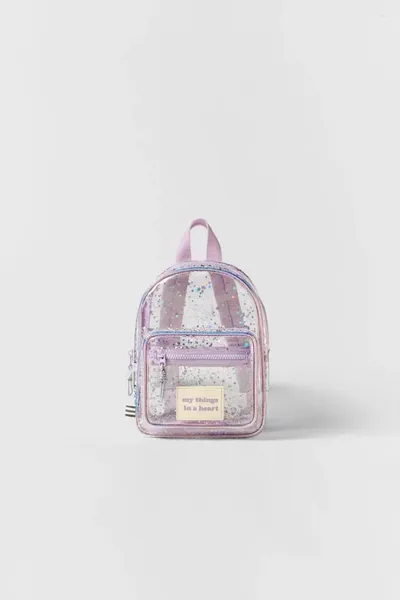 Backpack Desgin 2024 Crianças meninas Moda transparente Bolsas de crianças fofas Criança Bag de bolsa de ombro duplo