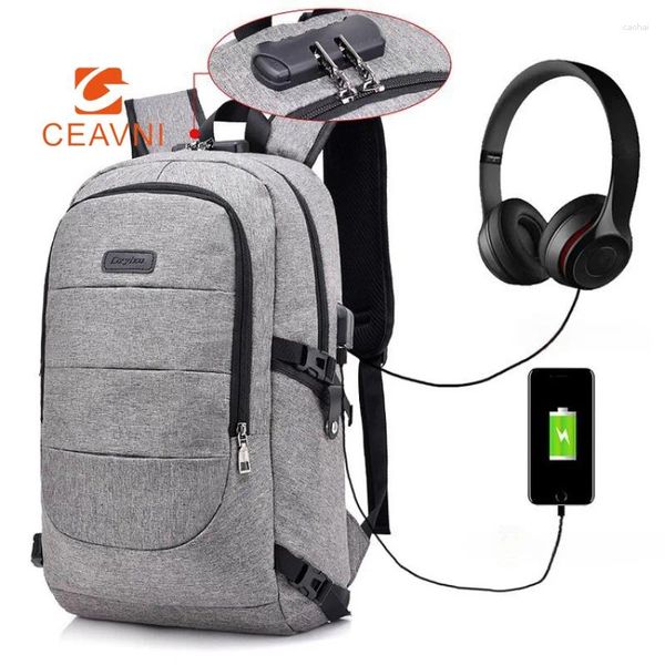 Rucksack Ceavni große Kapazität Laptop-Beutel Multifunktionsgeschäft Anti-Diebstahl USB-Ladung Männer Nylon Wear-Resistant