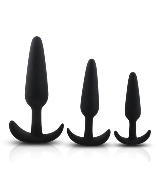 3PCSLOT Silicone Anal Trainer Conjunto de esferas anal kit Butt Butt Plug Prostate Massager Unissex Anal Sex Toy Produtos eróticos para homens Y13054395