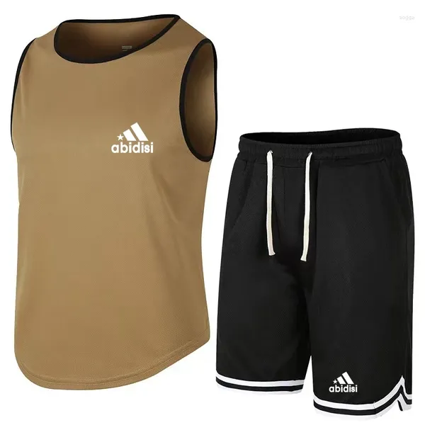 Herren Tracksuits ärmellose T-Shirt-Set Männer Sport schnell trockener Tank-Top-Shorts Männlicher Fitness-Wettbewerbstraining TRAINGE TRACESSUIT WK001