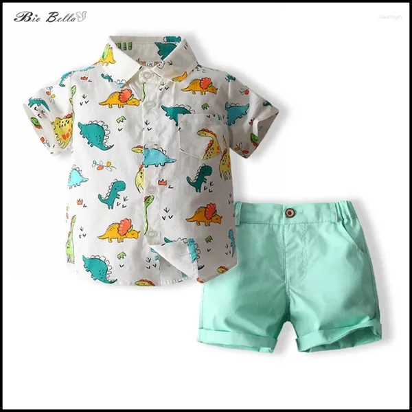 Наборы одежды Baby Boy Summer Dinsour Cartoon Cotton Birthday Party исполнение детских мальчиков набор 2024 костюм