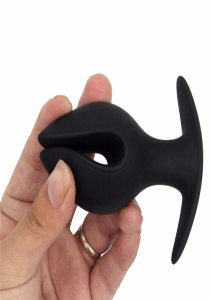 Черный силиконовый открытый и закрыть анальную заглушку для задних заглушек Стимулятор экспона с огромным большим задним спеткой Sex Toy Ass PLUG1084481