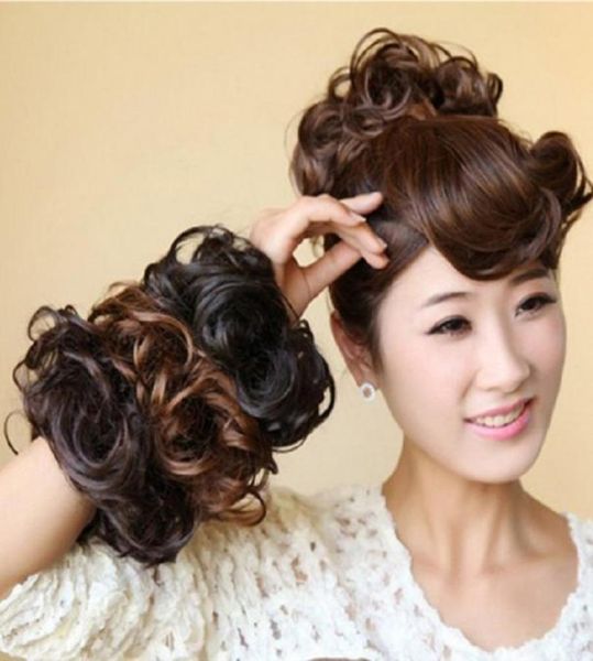 Mulheres tiara cetim cetalhão bagunçado e bancos de cabelo ondulado Extensão elástica de cabelo elástico bandos de peruca scrunchie de moda s195489577741