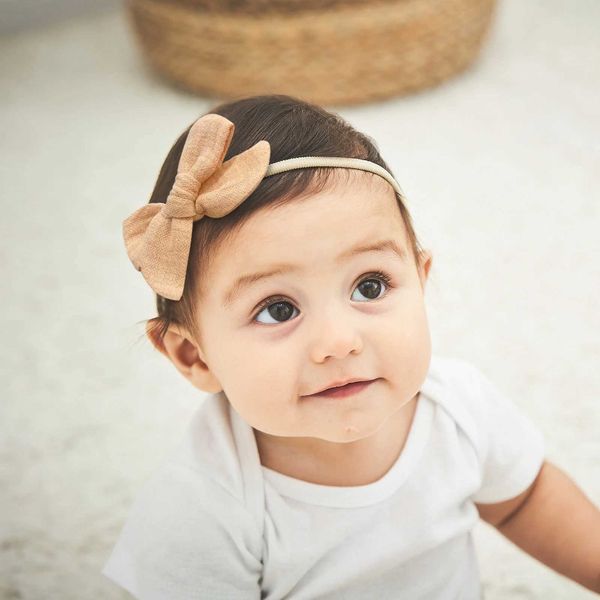 Saç aksesuarları 3pcs/set düz renkli pamuklu naylon yenidoğan türban saç bantları çocuklar için kızlar bebek yayları kafa bandı şapkası bebek saç aksesuarları