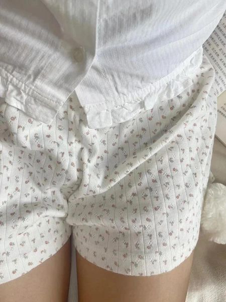 Shorts femminile Donne Floral Print Home 2024 Ladies Elastic High Waist Cotton Short Short Pant Female Sweet Cine Summer Inveni