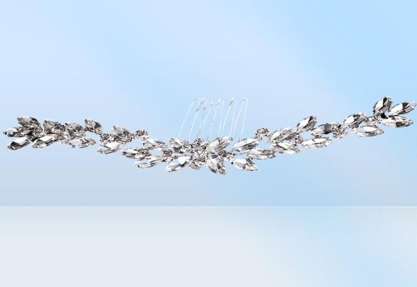 Потрясающий ар -деко винтажный серебряный прозрачный стразы хрустальный цветок свадебные волосы расчесывание свадебной головной убор аксессуаров для волос подружки невесты J4292997