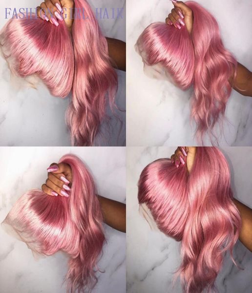 Parte Kylie Jenner Style Wave Wave Syntetic Lace Full Wig Pink peruca rosa Hairlina natural Resistente a fibra de fibra de glútera 3251586